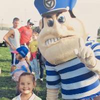 Angie Godush and Louie the Laker in 2006.